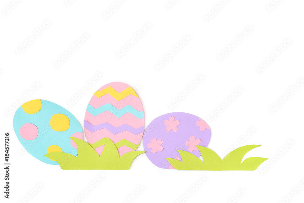 Easter eggs paper cut on white background - isolated