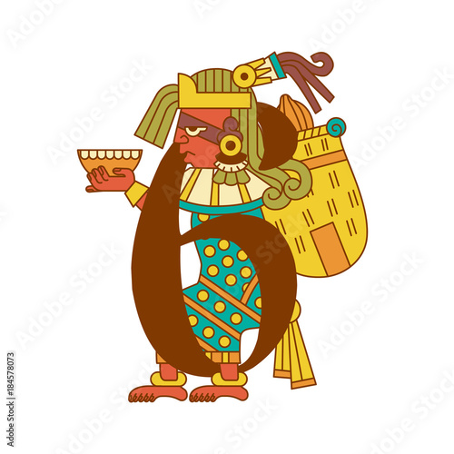 Aztec cacao pattern for chocolate package design. Vector illustration.