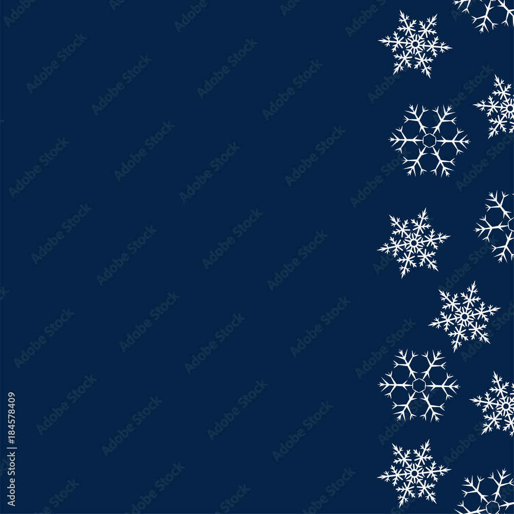 frame of snowflakes. Christmas background. To design posters, postcards, greeting, invitation for the new year.