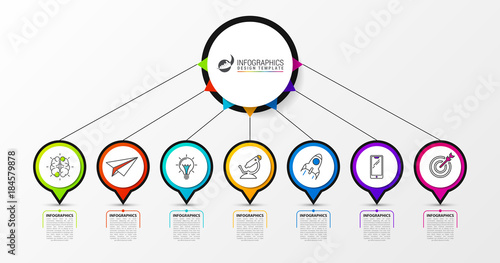 Infographic design template with 7 steps. Vector