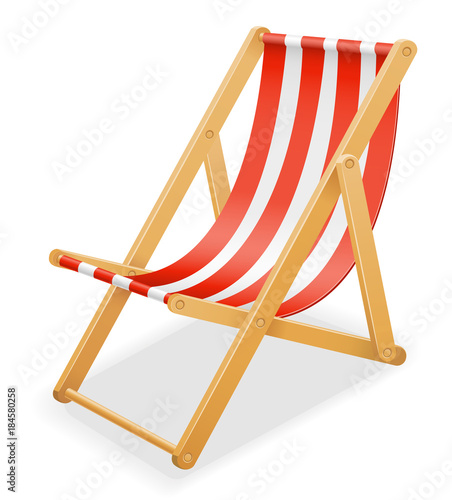 Photo beach deck chair made of wood and fabric stock vector illustration