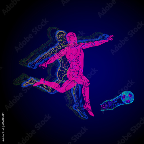 player  neon line  the ball 