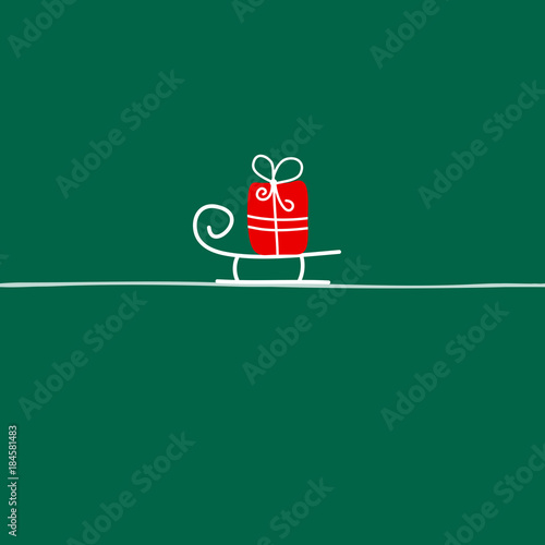 Christmas Card Sleigh Gift Red/White/Green