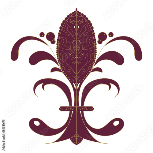 Vector illustration: The Fleur de Lis or flower de luce with french floral medieval ornament. The Fleur de Lis known as French Royal Lily isolated.