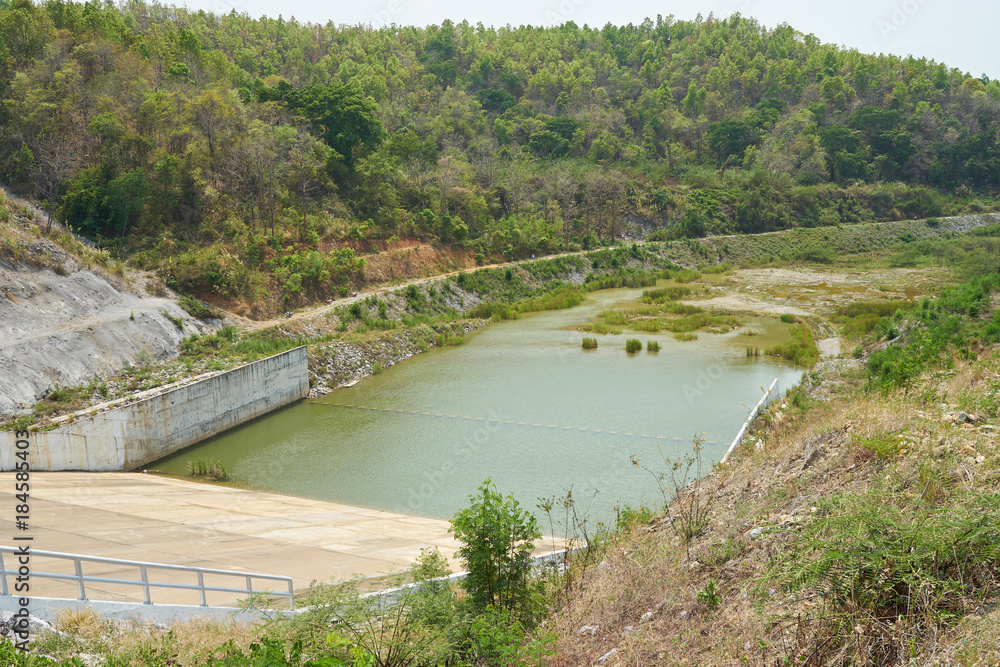 Overflow for water of Mae Sai reservoir, Phrae, Thailand Overflow for water of Mae Sai reservoir, Phrae, Thailand