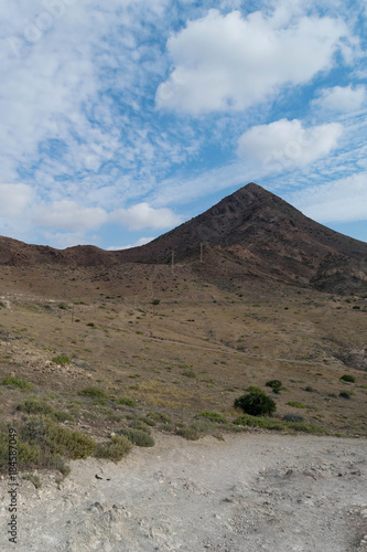 Triangle mountain at seaside in Almeria, Spain