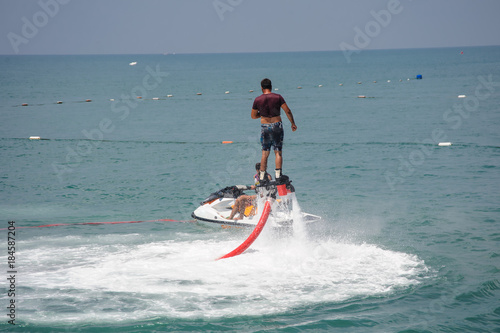 man high on the water