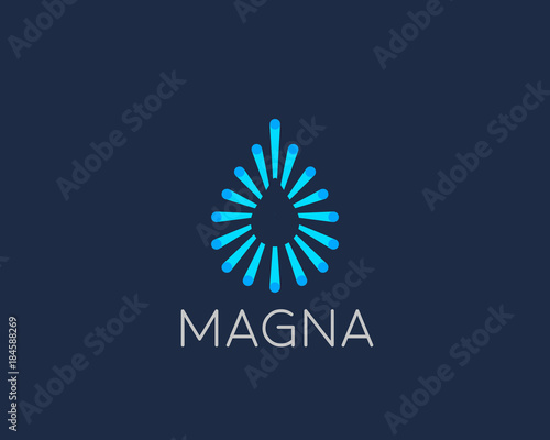 Abstract colorful fiber dot water aqua logo design. Water drop vector logotype.