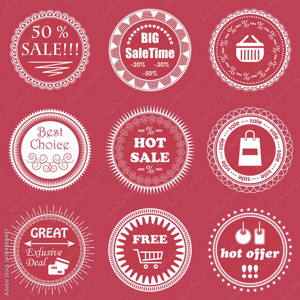 Vintage sale labels collection. Design elements, labels, badges and icons for sale