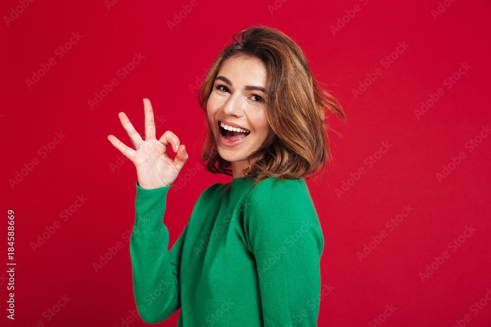 Happy young pretty woman standing isolated Happy young pretty woman standing isolated