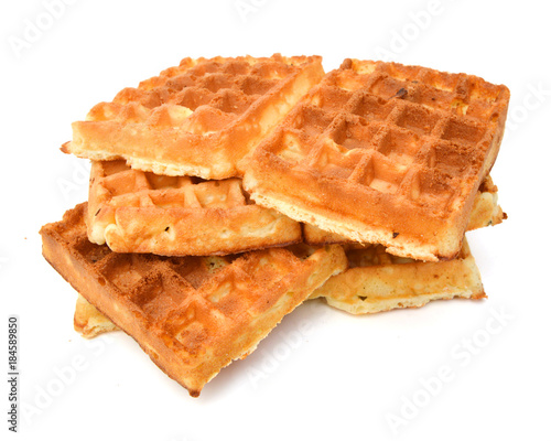 Waffles snack of one day on white background