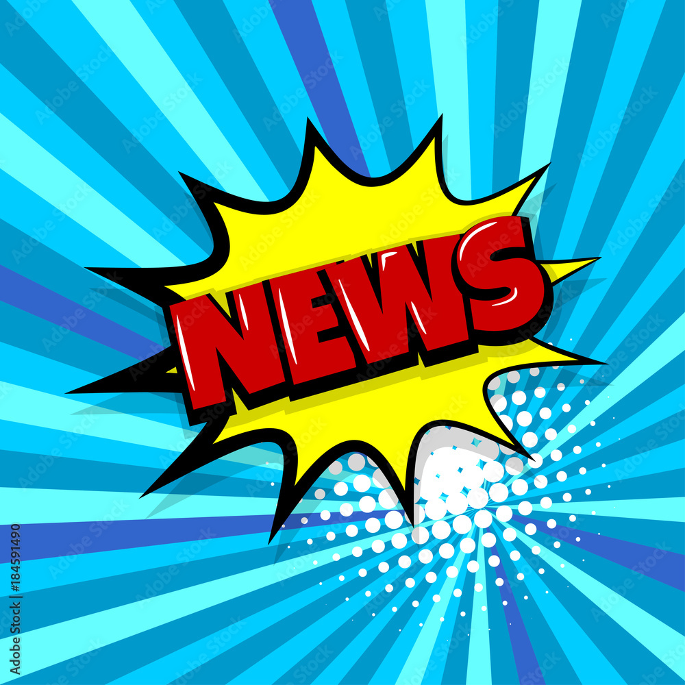 news, sms, message, Comic text speech bubble balloon. Pop art style wow banner message. Comics book font sound phrase template. Halftone radial vector illustration funny colored design. news, sms, message, Comic text speech bubble balloon. Pop art style wow banner message. Comics book font sound phrase template. Halftone radial vector illustration funny colored design.