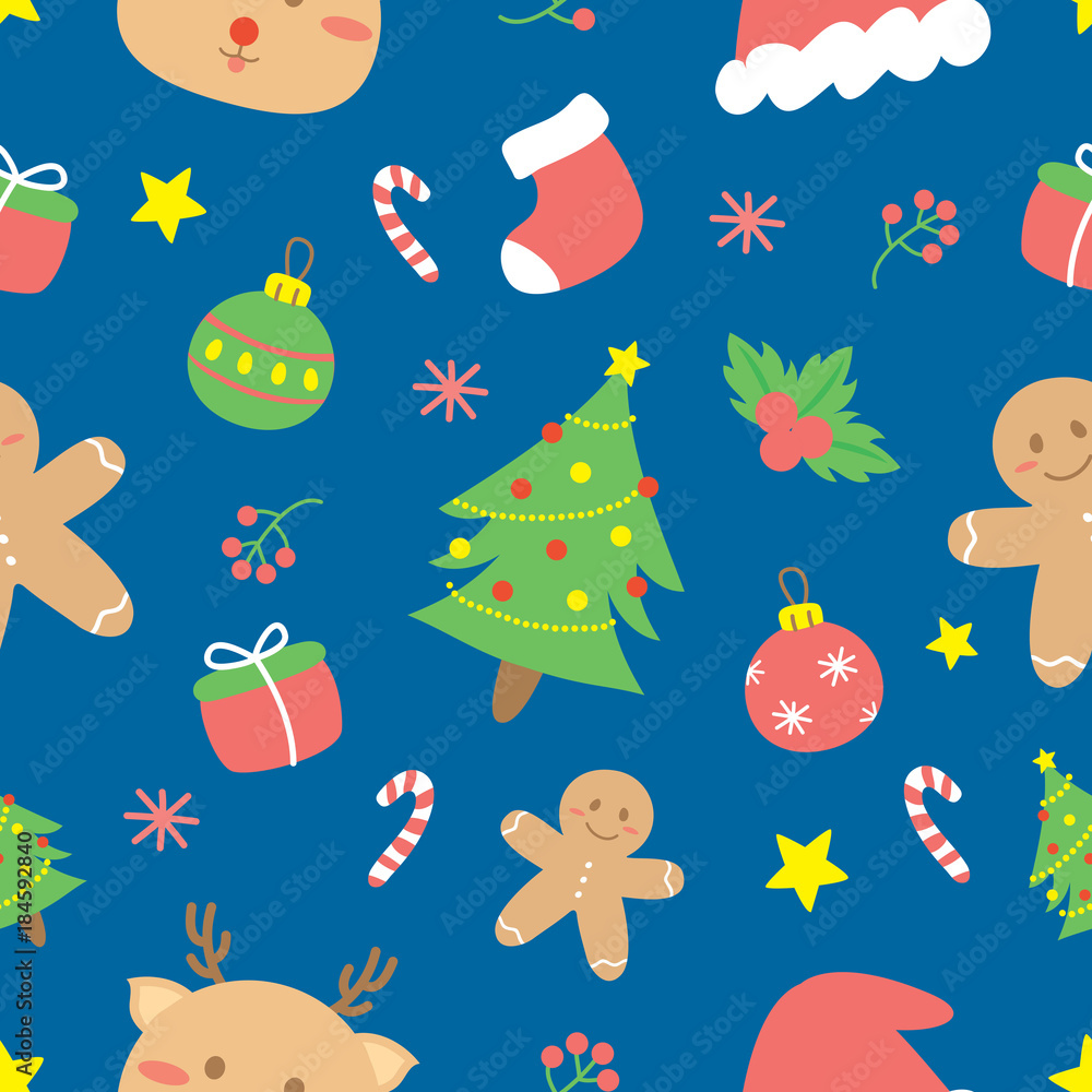 Cartoon christmas elements seamless pattern background. Cartoon christmas elements seamless pattern background.