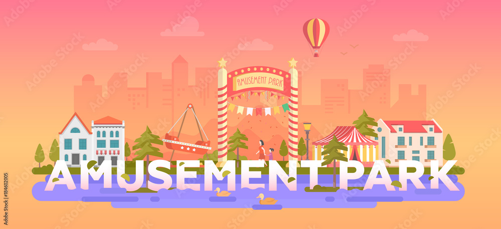 Amusement Park - modern flat design style vector illustration