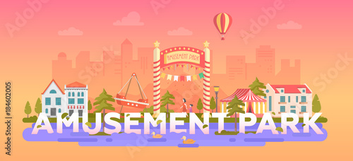 Amusement Park - modern flat design style vector illustration