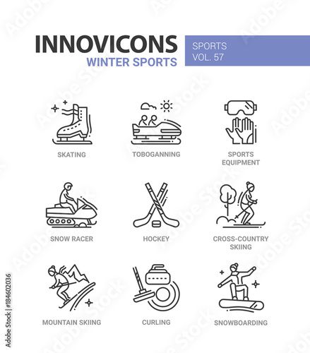 Winter sports - line design icons set
