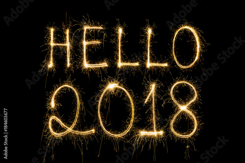 hello 2018,2018 written with Sparkle firework,happy new year