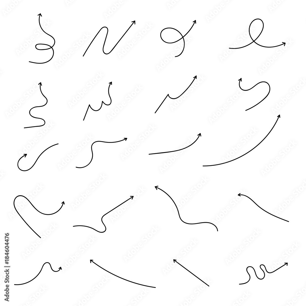 Vector of hand drawn arrows set isolated on a white background. Vector of hand drawn arrows set isolated on a white background.