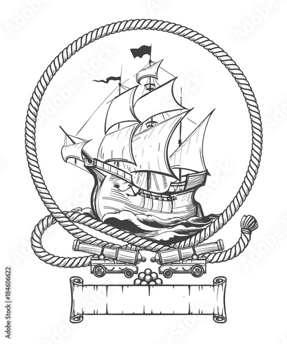 Sailing Ship Engraving illustration