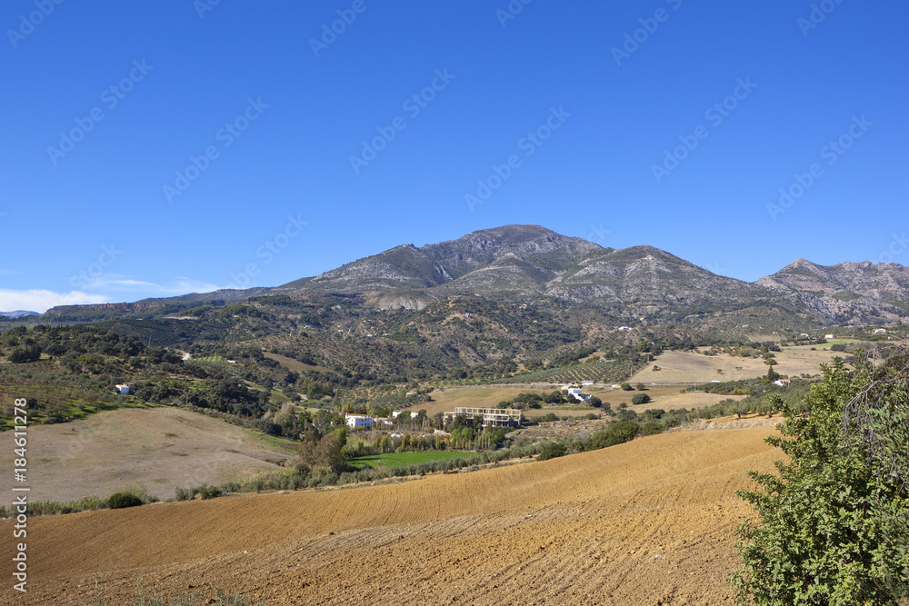 andalucian farmland with mountains