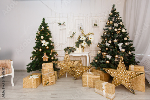 Christmas trees with presents