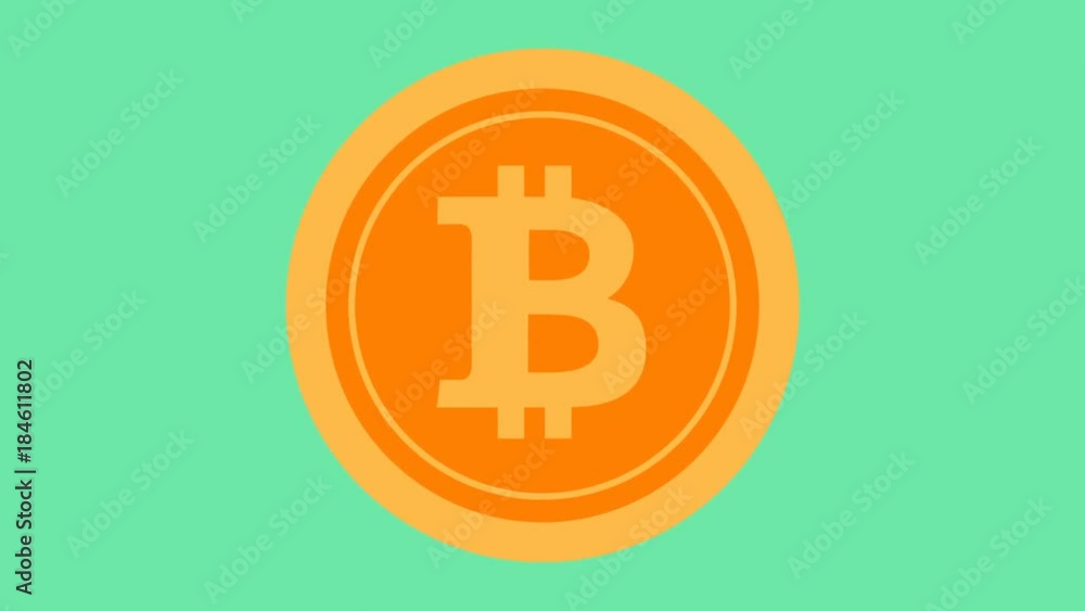 Animation of bitcoin currency sign in flat style