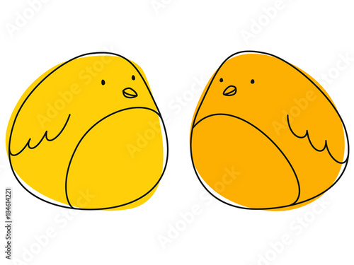 Handgezeichnete gelbe niedliche Vögel