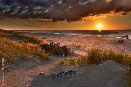 Plaża nad Bałtykiem - Zachód Słońca