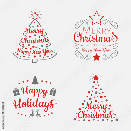 Collection of vintage Christmas icons. Vector.