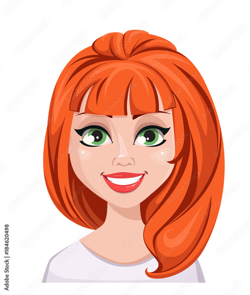 Facial expression of a redhead woman - smiling Facial expression of a redhead woman - smiling