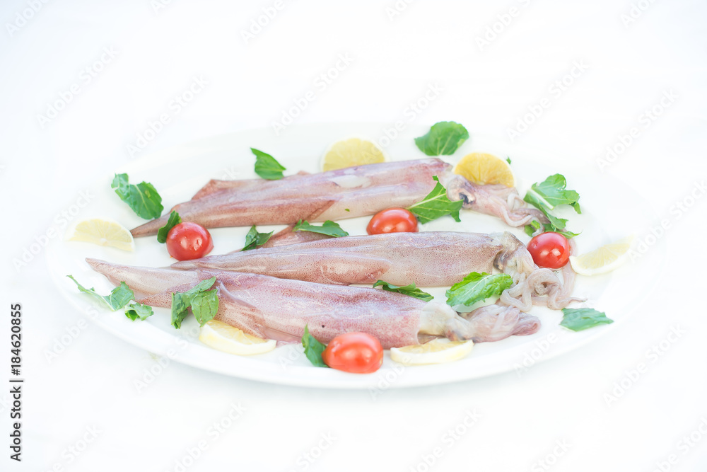 raw squids with vegetables