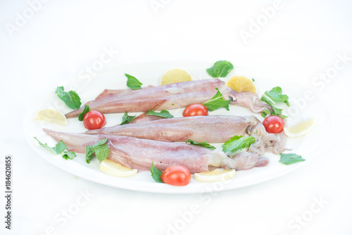 raw squids with vegetables