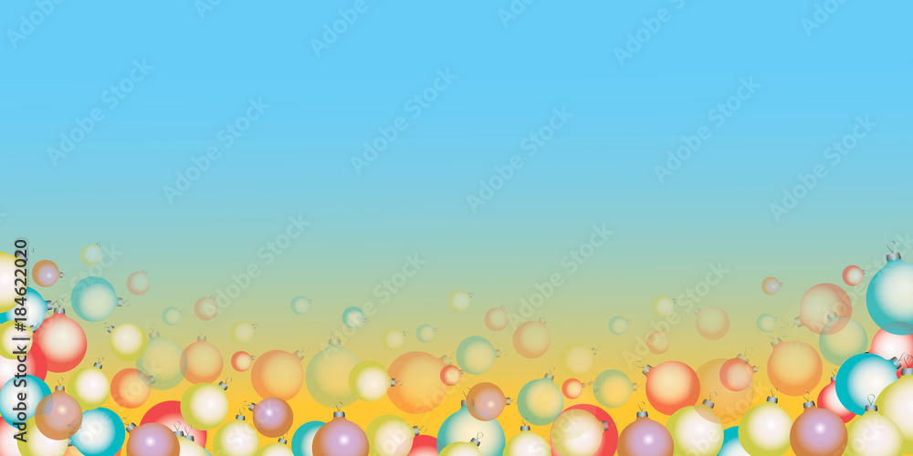 flying multicolored balls on a blue yellow background