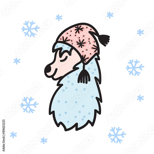 Vector illustration. Cute character lama
