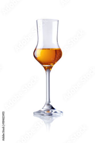 Canvas Print glass of brandy, isolated on white