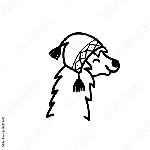 Vector illustration. Cute character lama