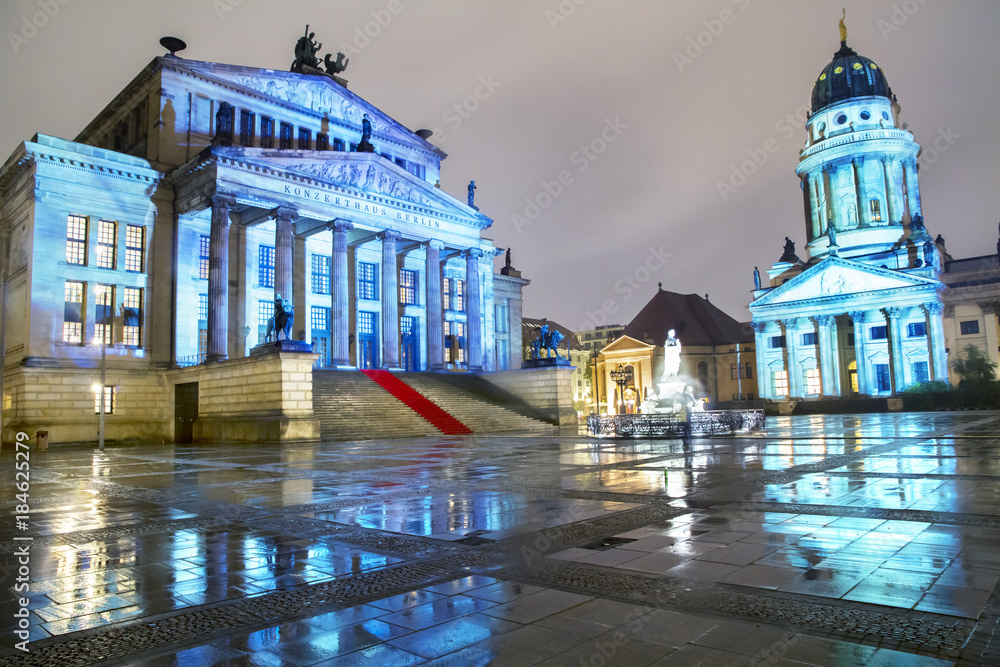 Berlin cityscape by night, Germany.