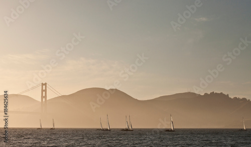 Golden Gate bridge and sailers