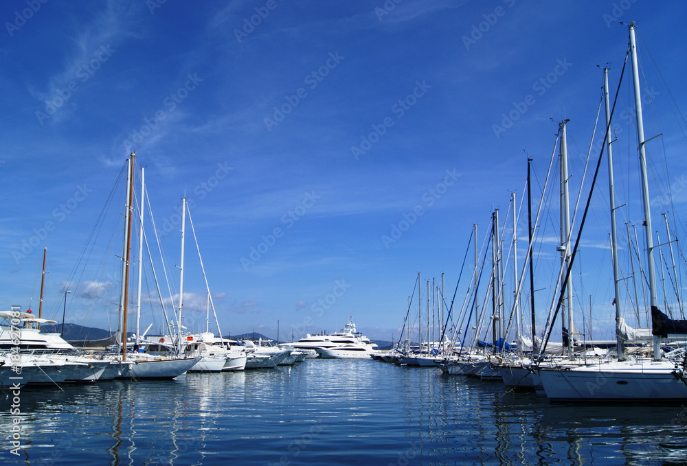 Numerous yachts in the Port of Saint Tropez Numerous yachts in the Port of Saint Tropez