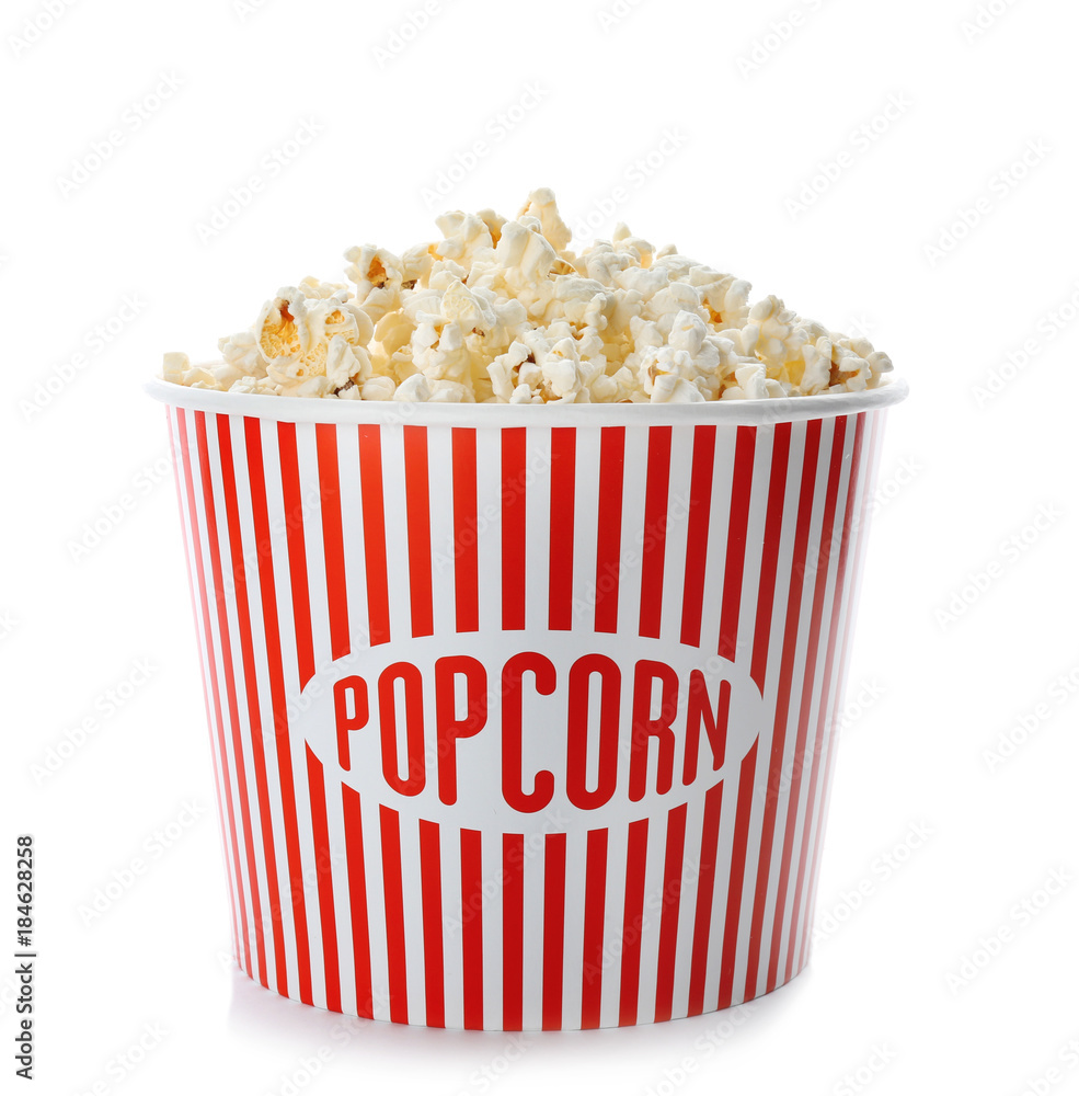 Cup with popcorn on white background Cup with popcorn on white background