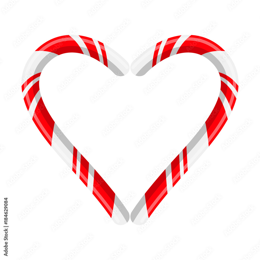 Obraz premium Candy cane heart for christmas design isolated on white background