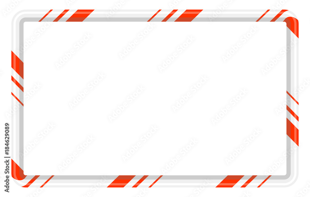 Candy cane frame border for christmas design isolated on white background