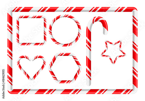 Candy cane frame and more for christmas design isolated on white background