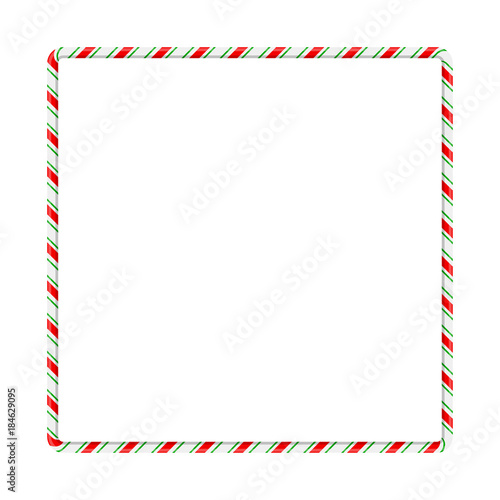 Candy cane frame border for christmas design isolated on white background