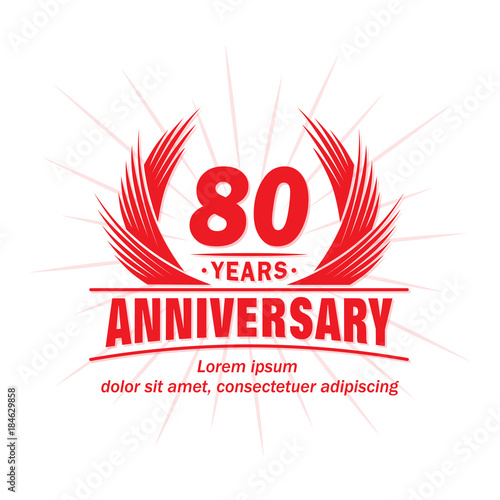 80 years design template. Anniversary vector and illustration template.
