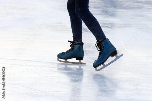 foot ice-skating person on the ice rink