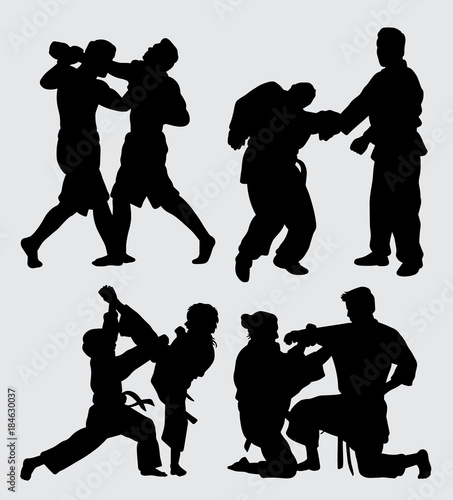 fighting training sport silhouette Good use for symbol, logo, web icon, mascot, sign, sticker, or any design you want
