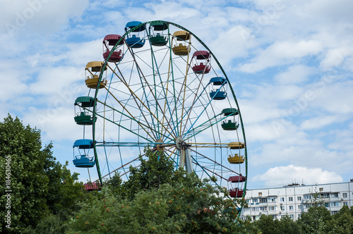 A small wheel of view in the park.