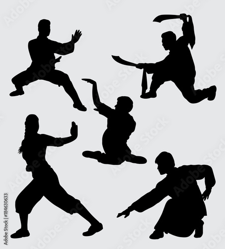 Martial art male and female sport training silhouette Good use for symbol, logo, web icon, mascot, sign, sticker, or any design you want
