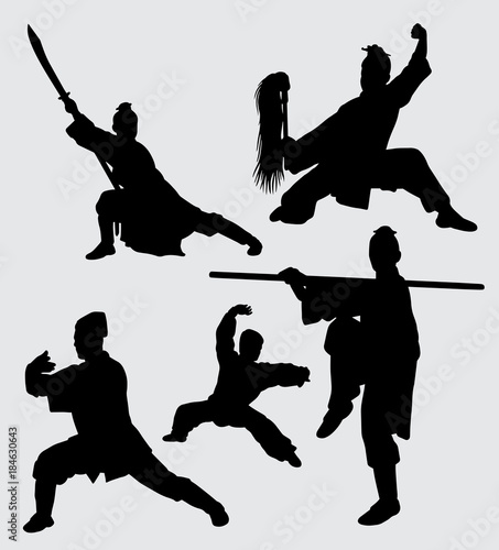 Kung fu martial art and defense silhouette Good use for symbol, logo, web icon, mascot, sign, sticker, or any design you want
